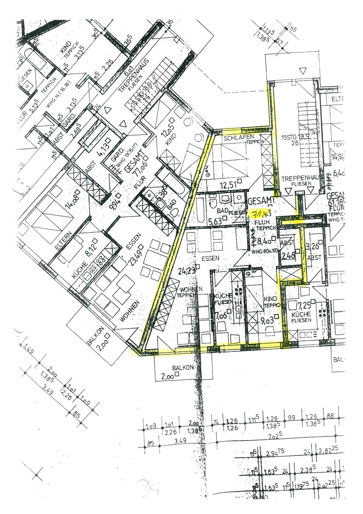 Grundriss der Wohnung im 2. Obergeschoss