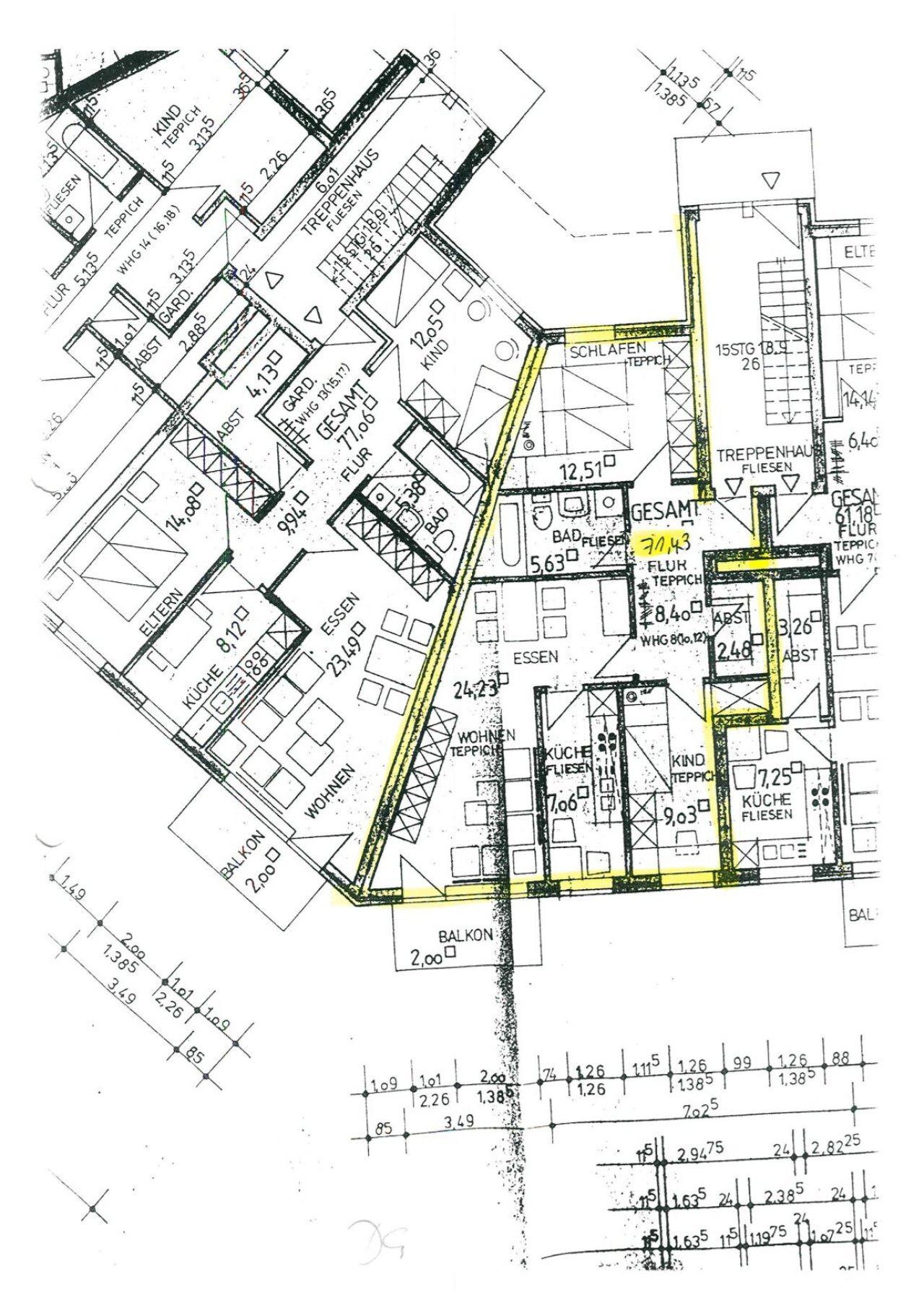 Grundriss der Wohnung im 2. Obergeschoss